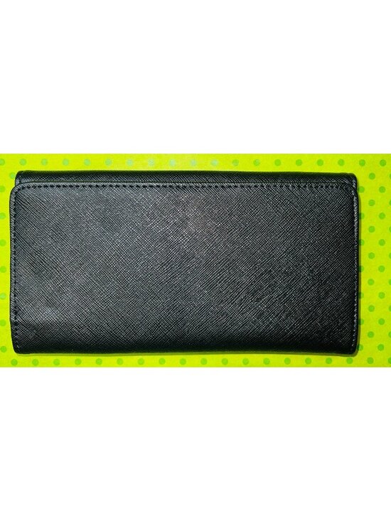 Unbranded Handbags - Black Faux Leather Womens Tri-Fold Wallet With Snap Closure & Zipper Pocket 8x4”